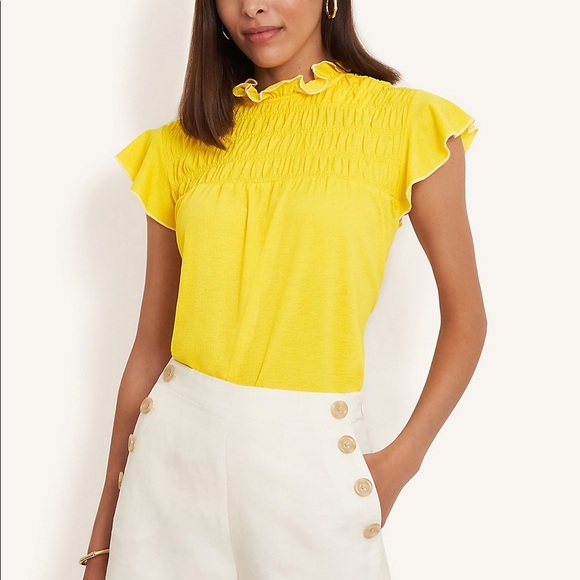 Ann Taylor Tops - Ann Taylor bright yellow smocked top